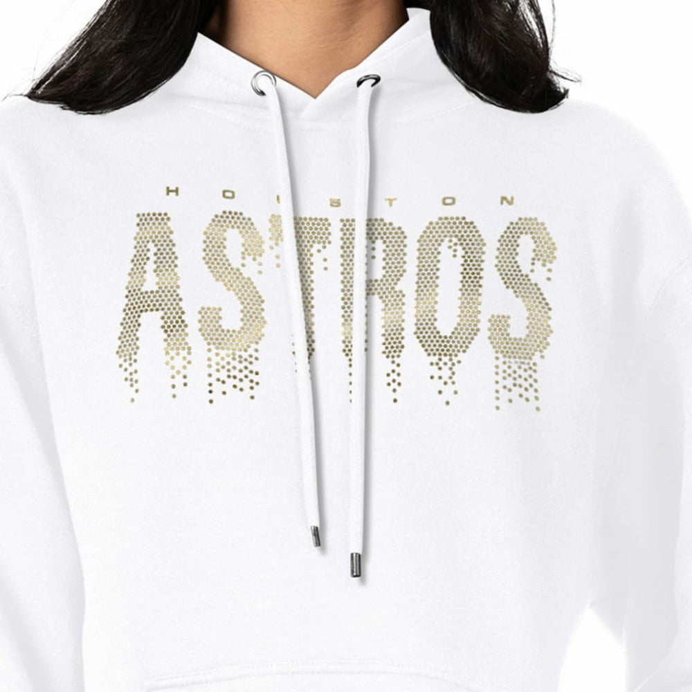 Houston Astros G-III 4Her by Carl Banks Women's Metallic Drop Fleece Hoodie - White - MLB Sale