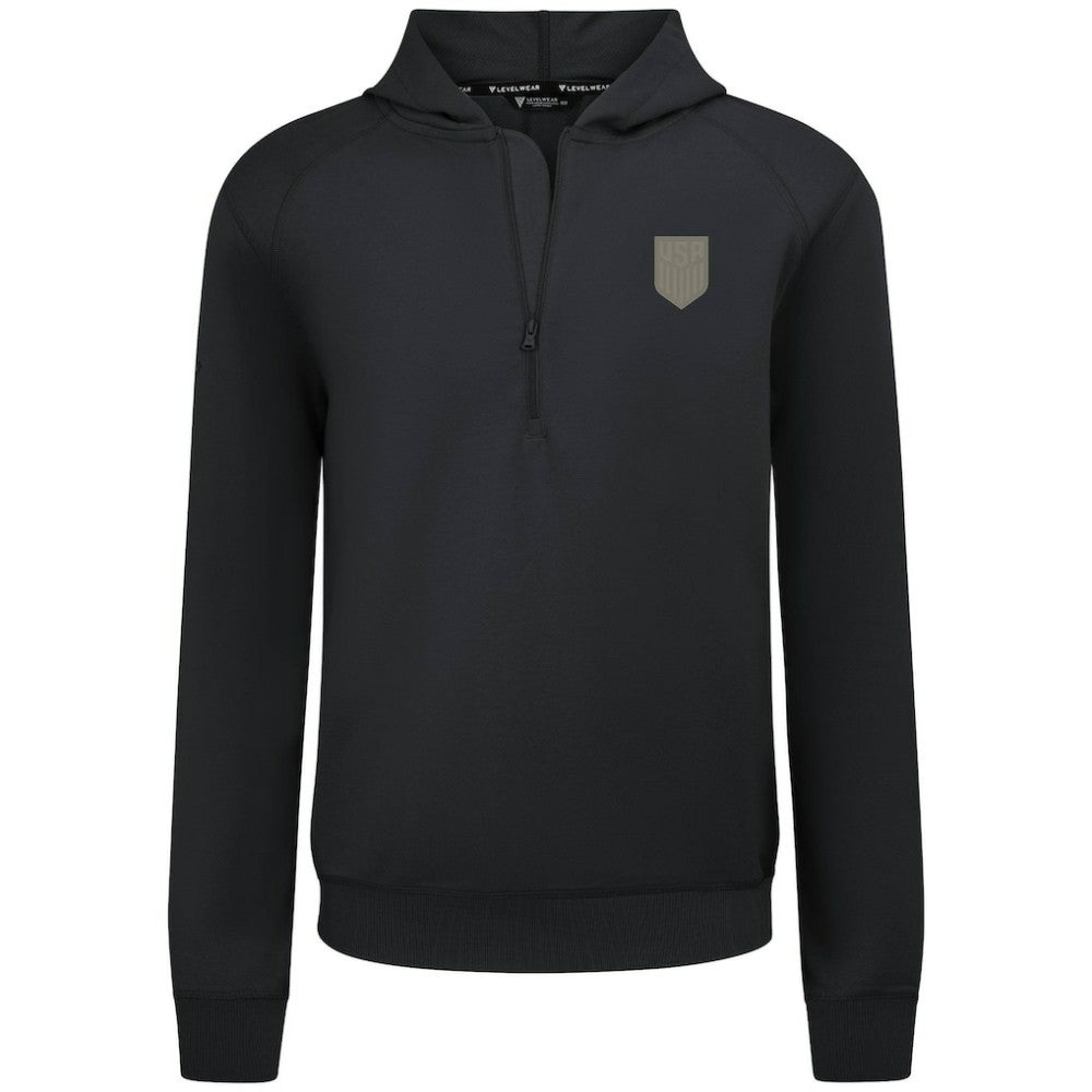 USMNT Levelwear Technic Tri-Blend Quarter-Zip Hoodie Black