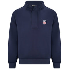 USMNT Levelwear Luxe Signature Stein Quarter-Zip Tri-Blend Sweatshirt with 3-D Patch Navy