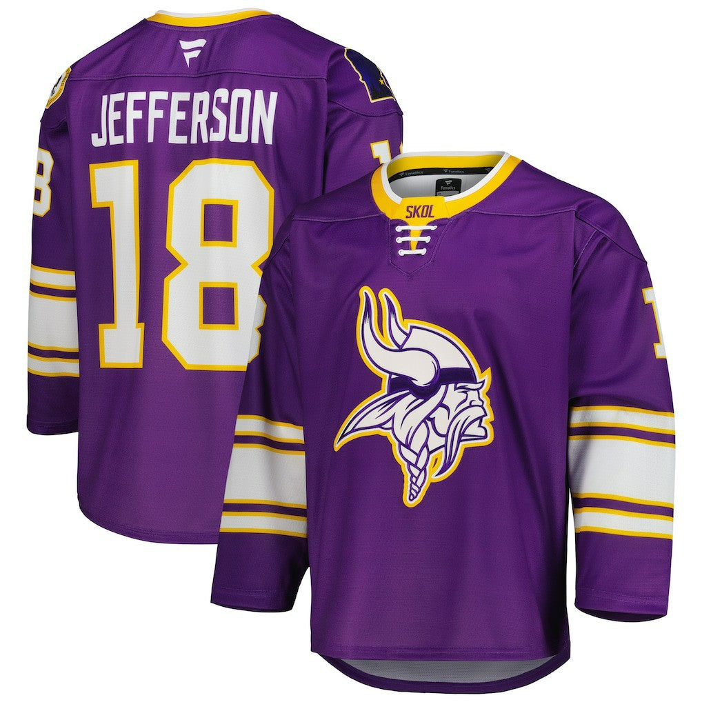 Fanatics Justin Jefferson Minnesota Vikings Hockey Jersey Purple