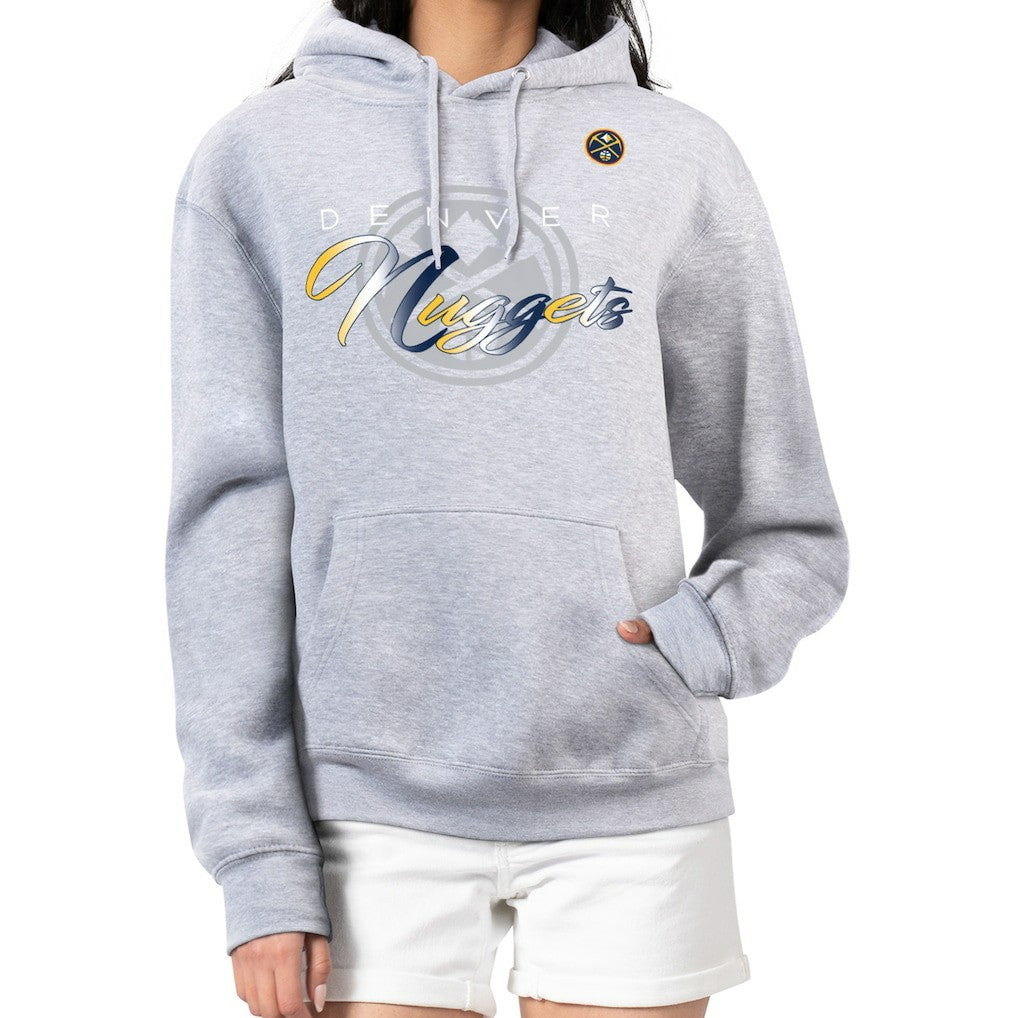 Denver Nuggets G-III 4Her by Carl Banks Women's Shadow Logo Tri-Blend Fleece Hoodie Gray