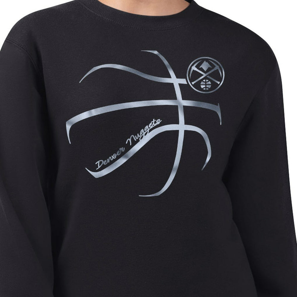 Denver Nuggets G-III 4Her by Carl Banks Women's Metallic Print Basketball Sketch Fleece Sweatshirt Black