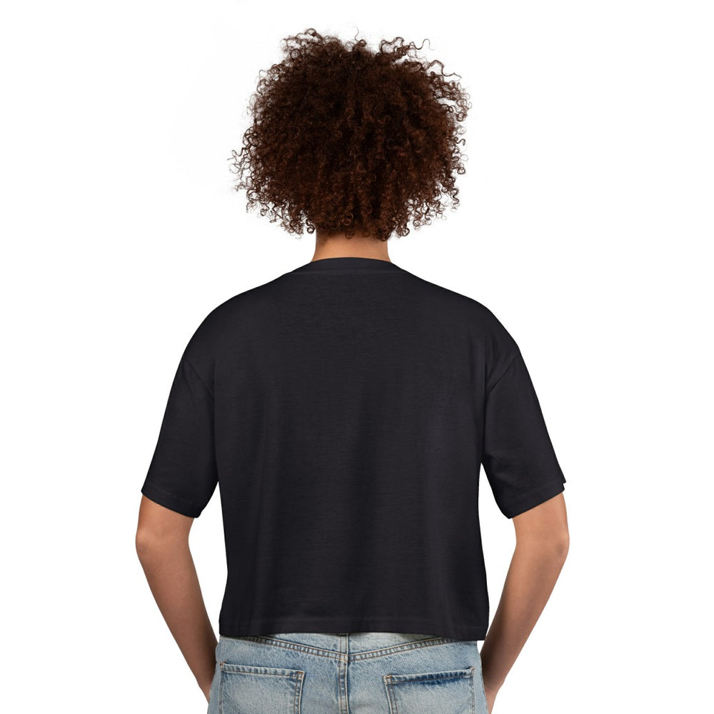 Super Bowl LX G-III 4Her by Carl Banks Women's Play Ball Oversized Rhinestone Cropped T-Shirt Black