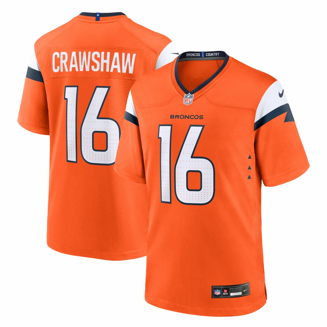 Nike Jeremy Crawshaw Denver Broncos Team Game Jersey Orange