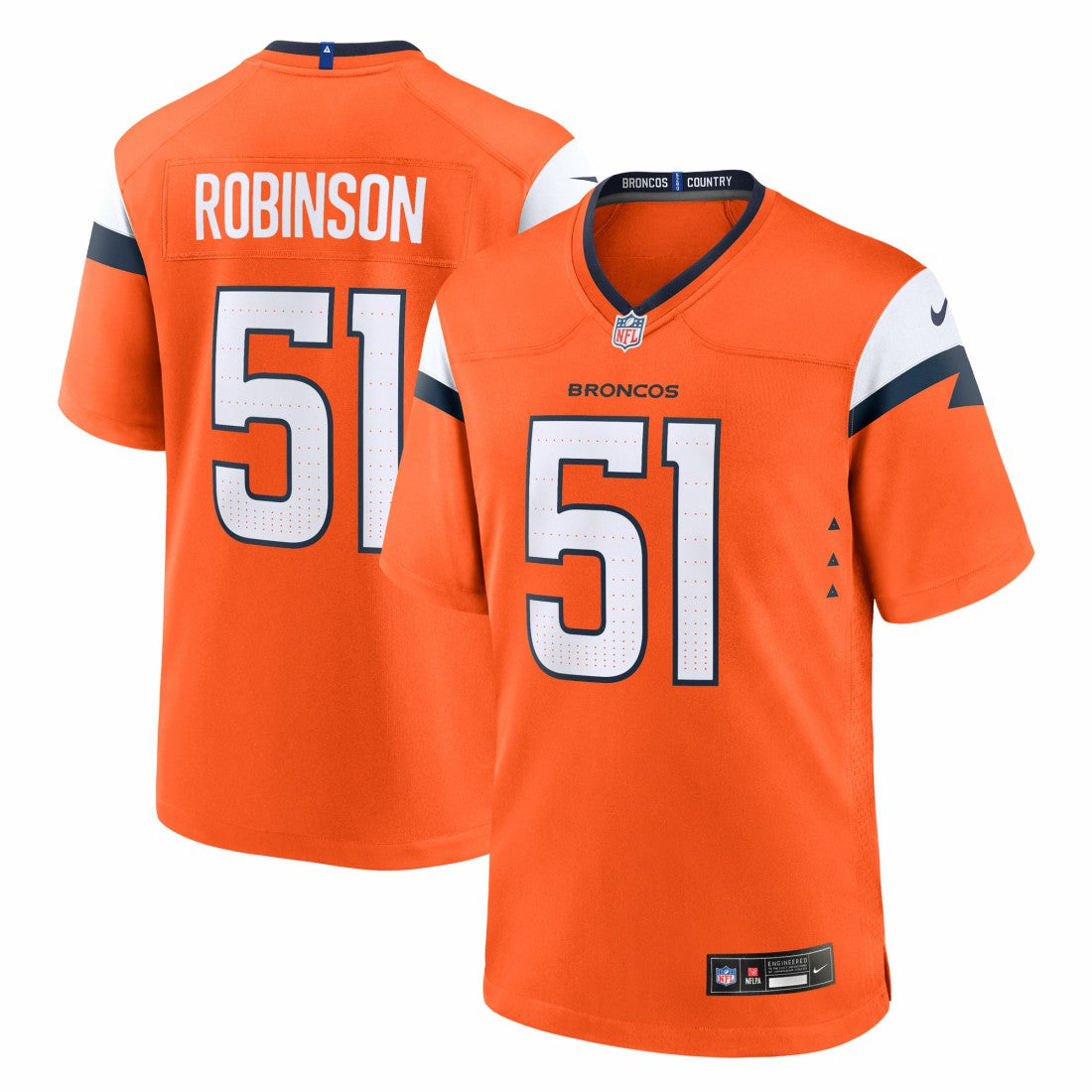 Nike Que Robinson Denver Broncos Team Game Jersey Orange
