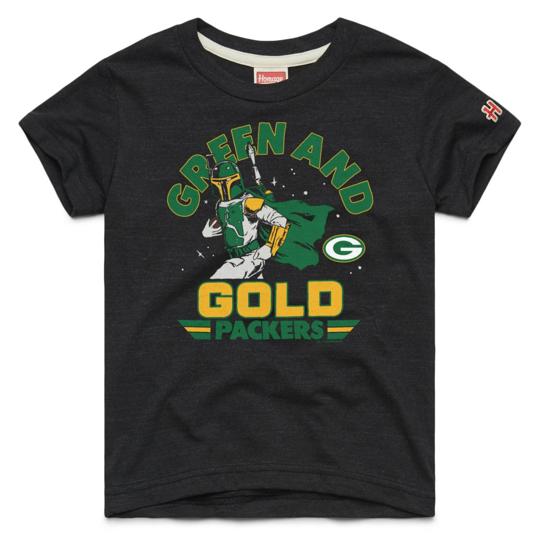 Green Bay Packers Homage Youth Star Wars x NFL Tri-Blend T-Shirt Black