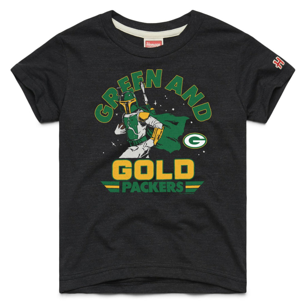 Green Bay Packers Homage Youth Star Wars x NFL Tri-Blend T-Shirt Black