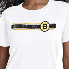 Boston Bruins Starter Women's Team Stripe T-Shirt - White - NHL 203480833
