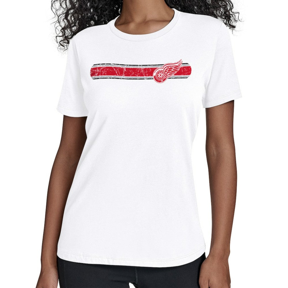 Detroit Red Wings Starter Women's Team Stripe T-Shirt - White - NHL 203480841