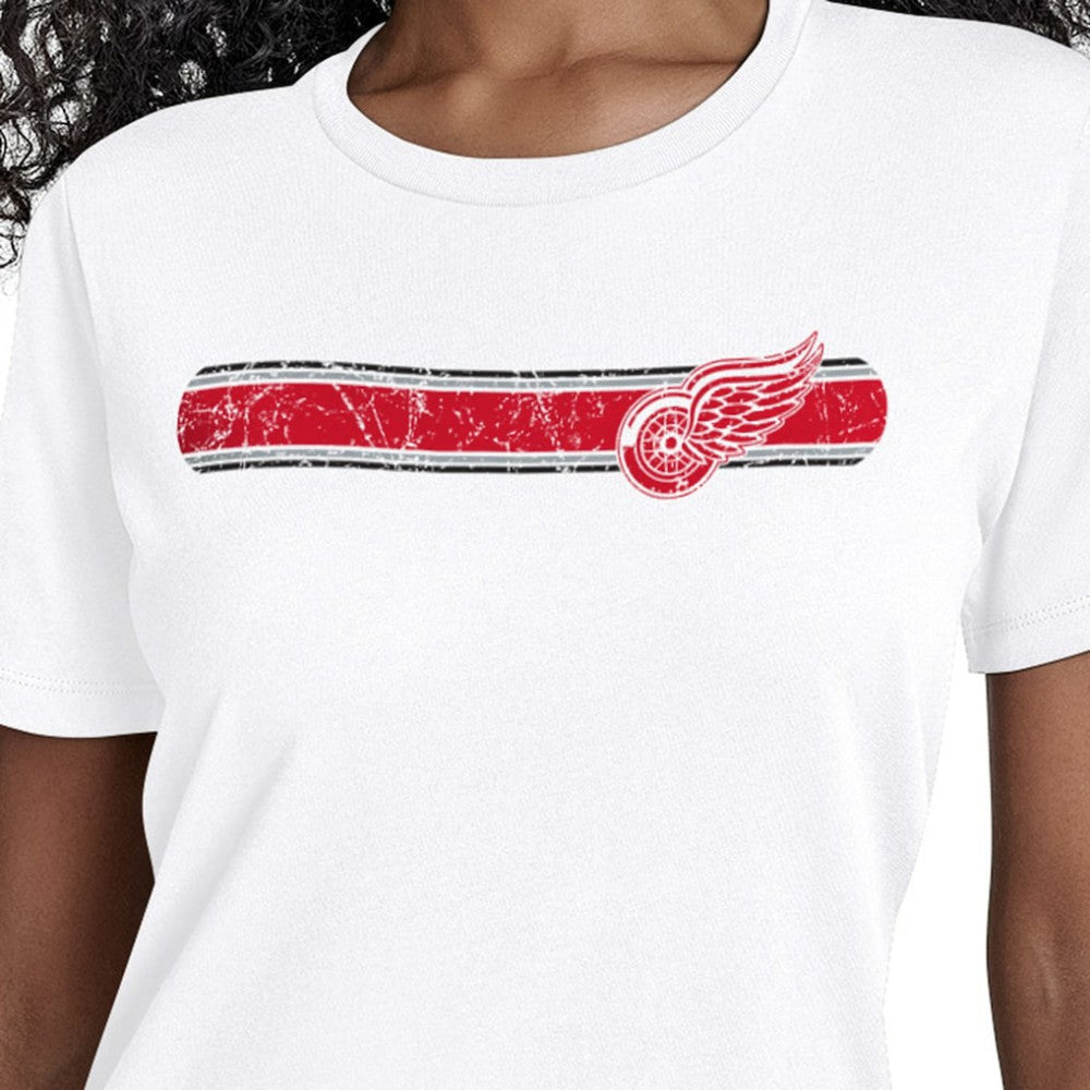 Detroit Red Wings Starter Women's Team Stripe T-Shirt - White - NHL 203480841
