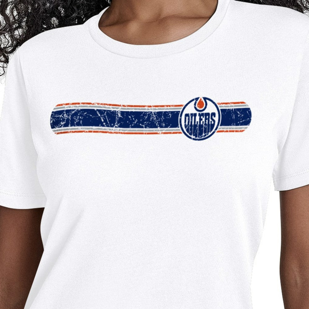 Edmonton Oilers Starter Women's Team Stripe T-Shirt - White - NHL 203480842