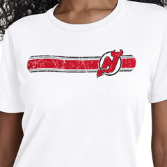 New Jersey Devils Starter Women's Team Stripe T-Shirt - White - NHL 203480848
