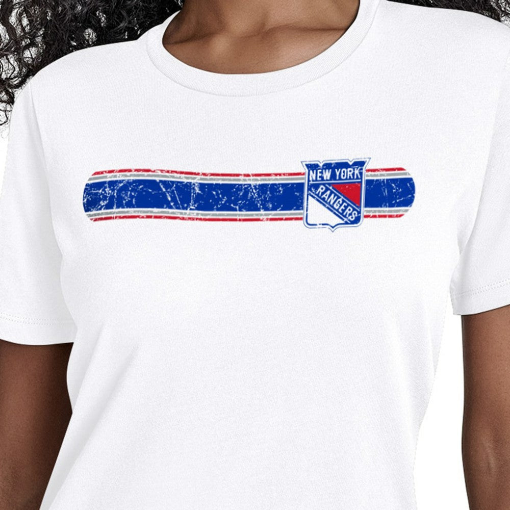 New York Rangers Starter Women's Team Stripe T-Shirt - White - NHL 203480850