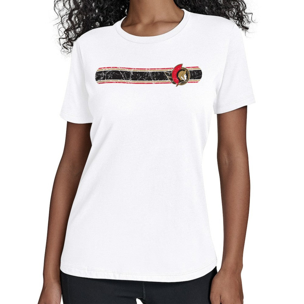 Ottawa Senators Starter Women's Team Stripe T-Shirt - White - NHL 203480851