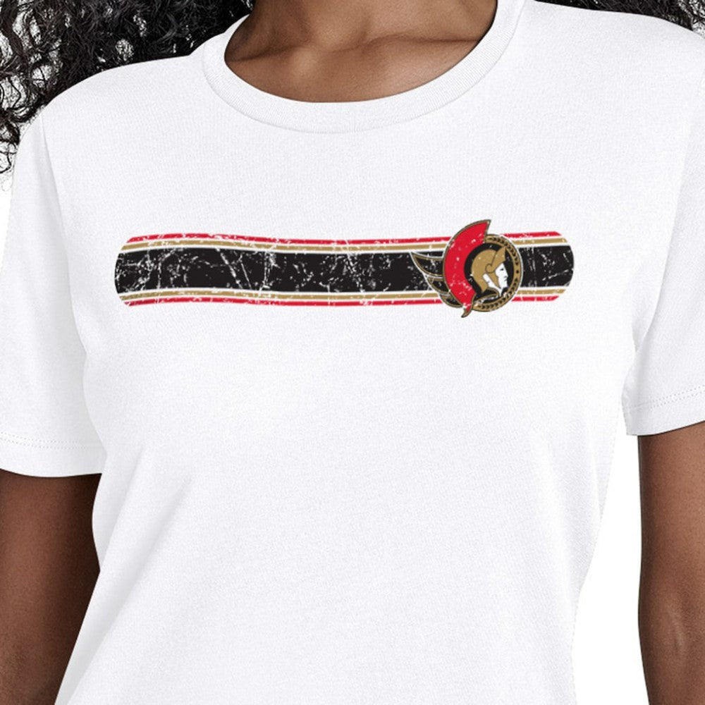 Ottawa Senators Starter Women's Team Stripe T-Shirt - White - NHL 203480851