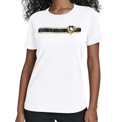 Pittsburgh Penguins Starter Women's Team Stripe T-Shirt - White - NHL 203480854