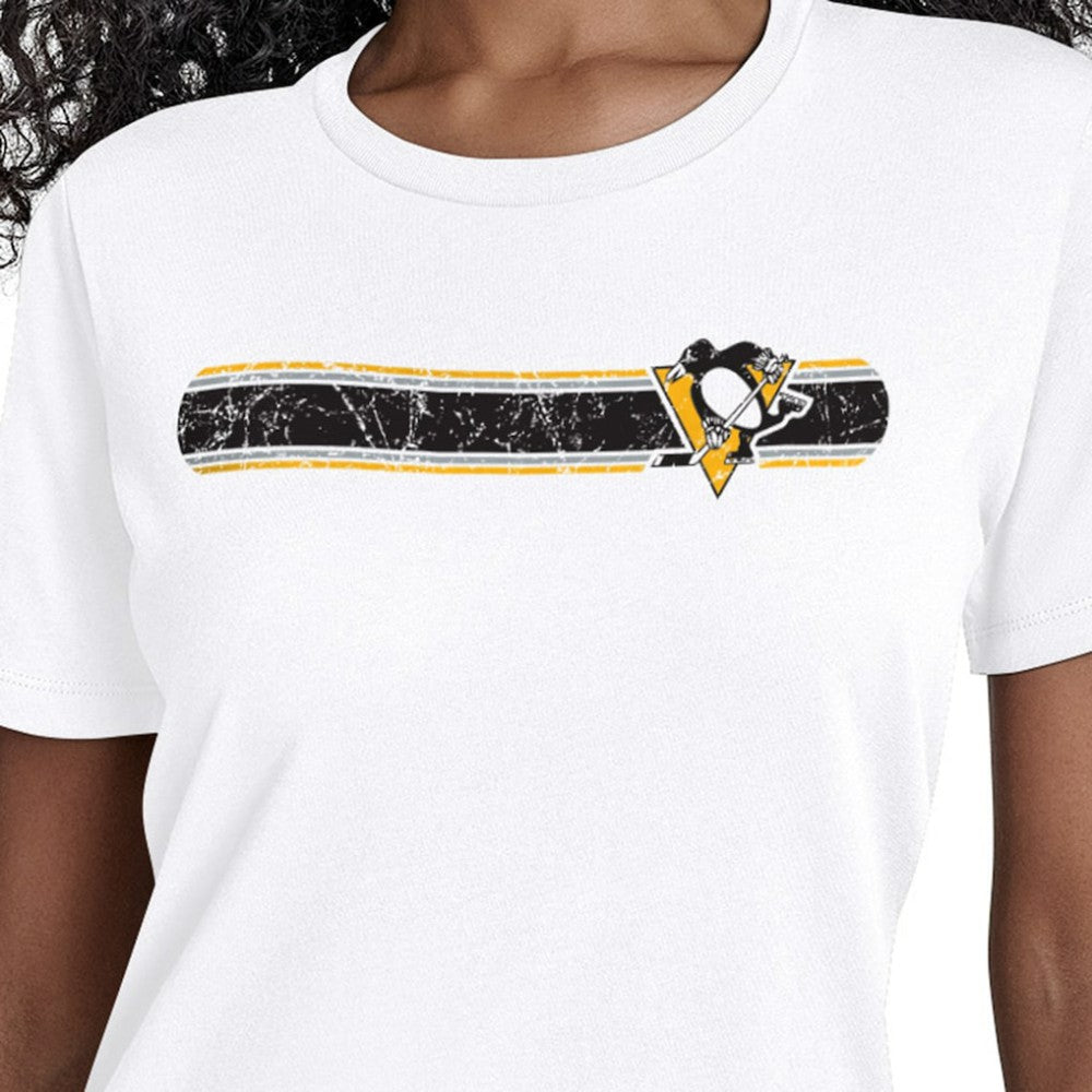Pittsburgh Penguins Starter Women's Team Stripe T-Shirt - White - NHL 203480854