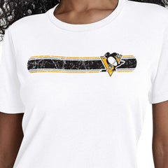 Pittsburgh Penguins Starter Women's Team Stripe T-Shirt - White - NHL 203480854