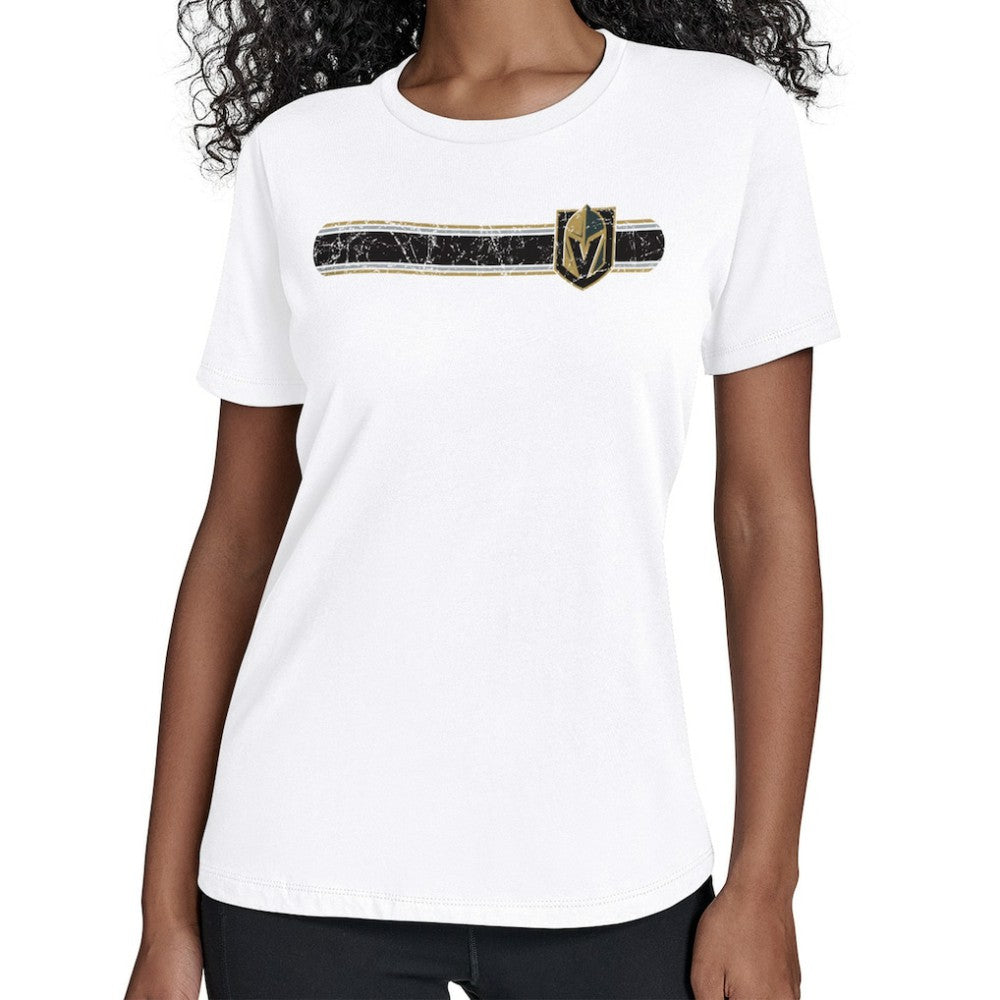 Vegas Golden Knights Starter Women's Team Stripe T-Shirt - White - NHL 203480861