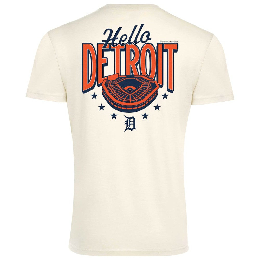 Detroit Tigers Sportiqe Unisex Hello Detroit Duke Oversized T-Shirt - Cream - MLB on Sale