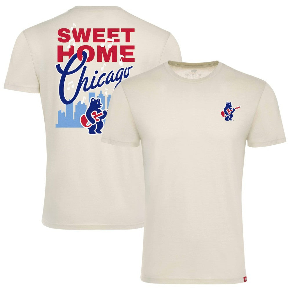 Chicago Cubs Sportiqe Unisex Sweet Home Chicago Comfy Tri-Blend Jersey T-Shirt - Cream - MLB Lifestyle