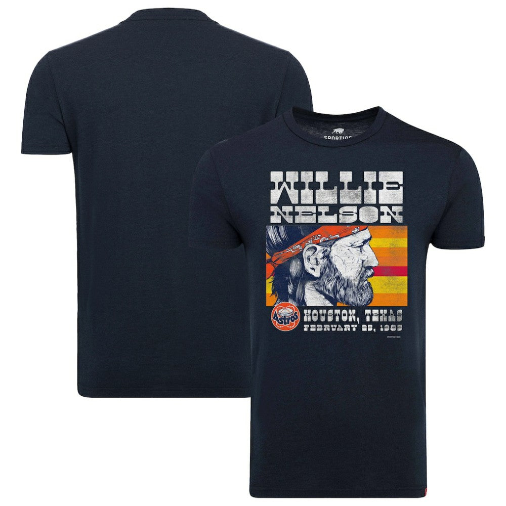 Houston Astros x Willie Nelson Sportiqe Unisex Comfy Tri-Blend T-Shirt - Navy - MLB on Sale
