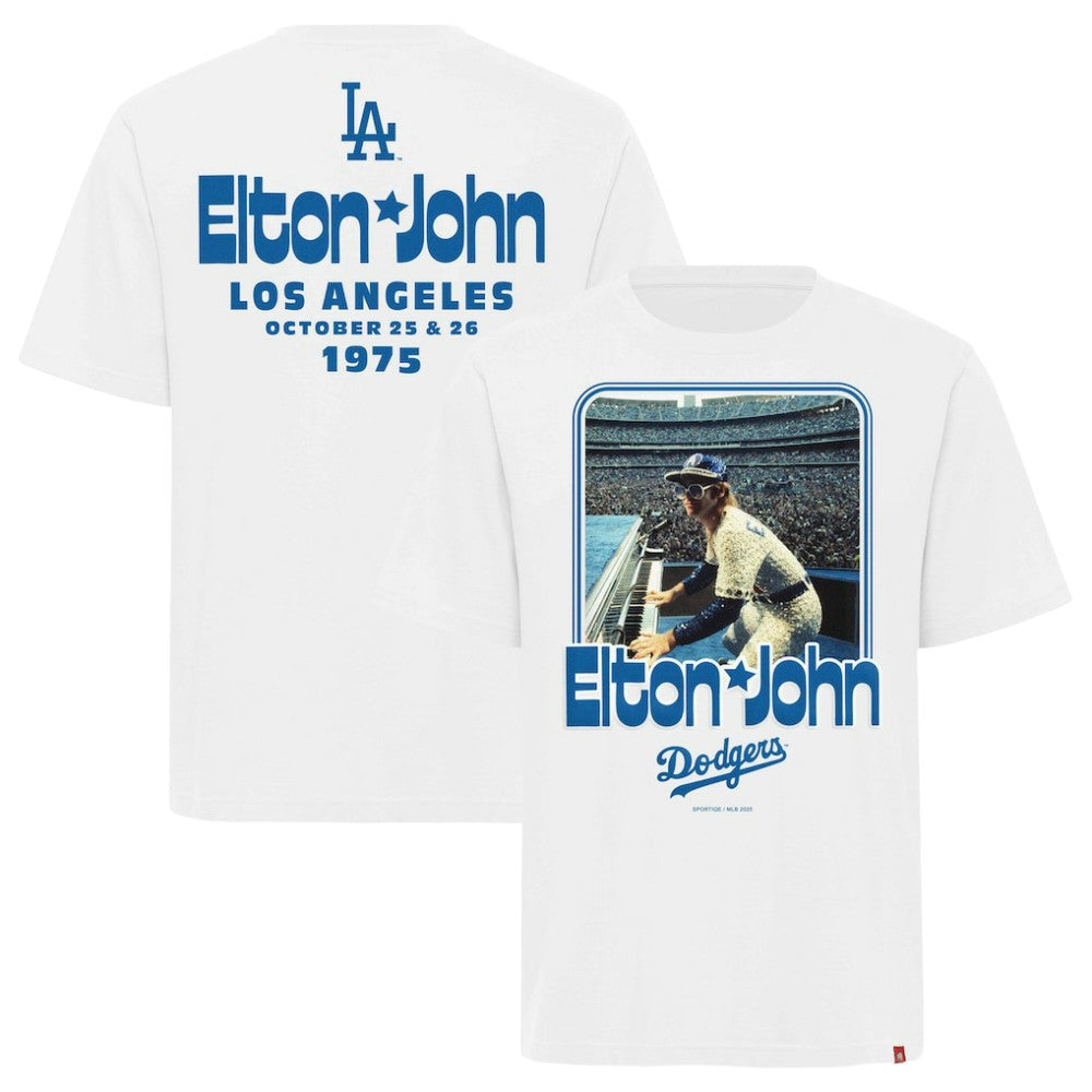 Los Angeles Dodgers x Elton John Sportiqe Unisex  Duke Oversized T-Shirt - White - MLB Sale