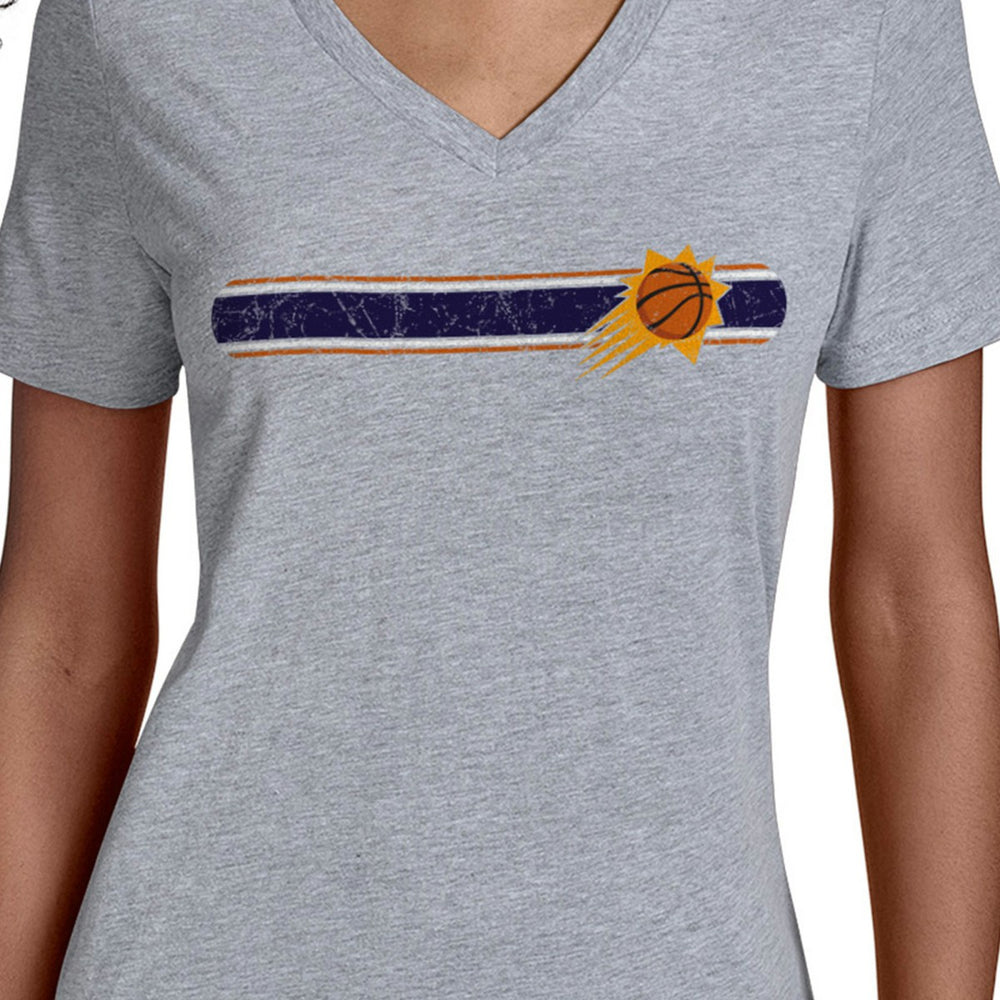 Phoenix Suns Starter Women's Team Stripe V-Neck T-Shirt Gray