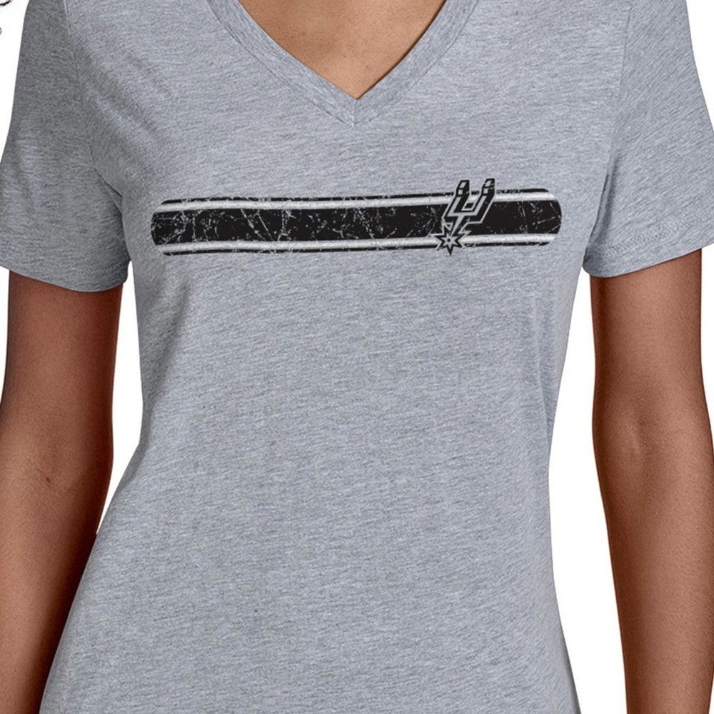 San Antonio Spurs Starter Women's Team Stripe V-Neck T-Shirt Gray