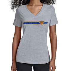 New York Knicks Starter Women's Team Stripe V-Neck T-Shirt Gray