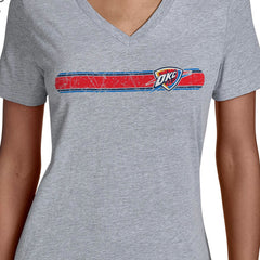 Oklahoma City Thunder Starter Women's Team Stripe V-Neck T-Shirt Gray