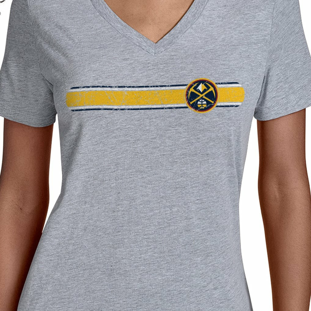 Denver Nuggets Starter Women's Team Stripe V-Neck T-Shirt Gray