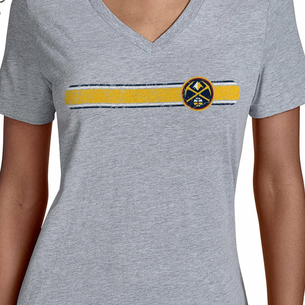 Denver Nuggets Starter Women's Team Stripe V-Neck T-Shirt Gray