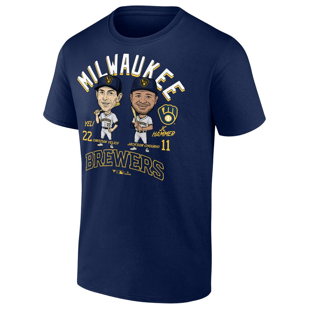 Jackson Chourio & Christian Yelich Milwaukee Brewers Player Duo T-Shirt - Navy - MLB on Sale