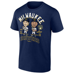 Jackson Chourio & Christian Yelich Milwaukee Brewers Player Duo T-Shirt - Navy - MLB on Sale