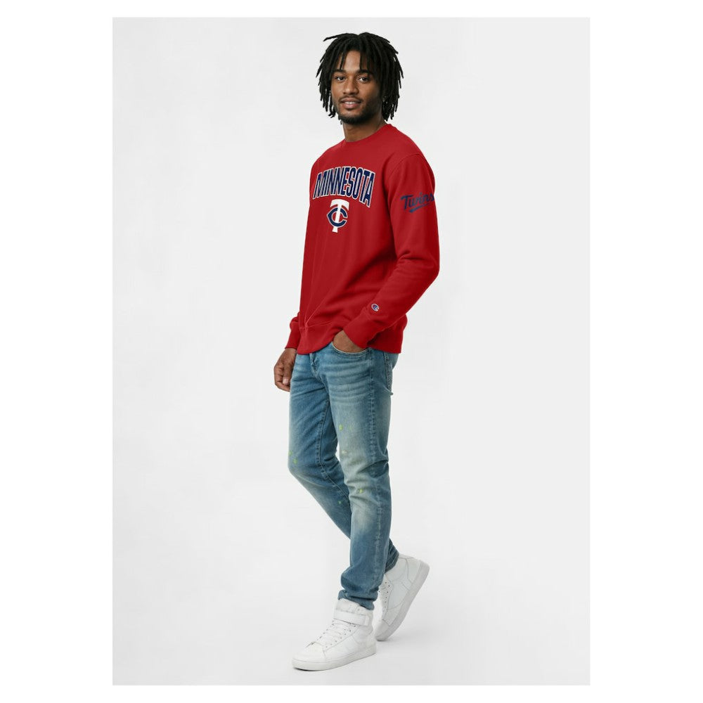 Minnesota Twins Champion Reverse Weave Chenille Sweatshirt - Red - MLB Lifestyle