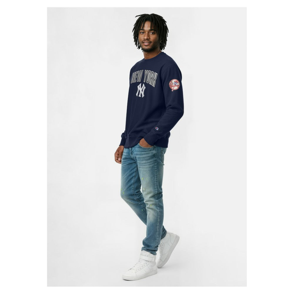 New York Yankees Champion Reverse Weave Chenille Sweatshirt - Navy - MLB Lifestyle
