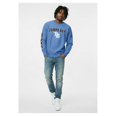 Tampa Bay Rays Champion Reverse Weave Chenille Sweatshirt - Light Blue - MLB Discount