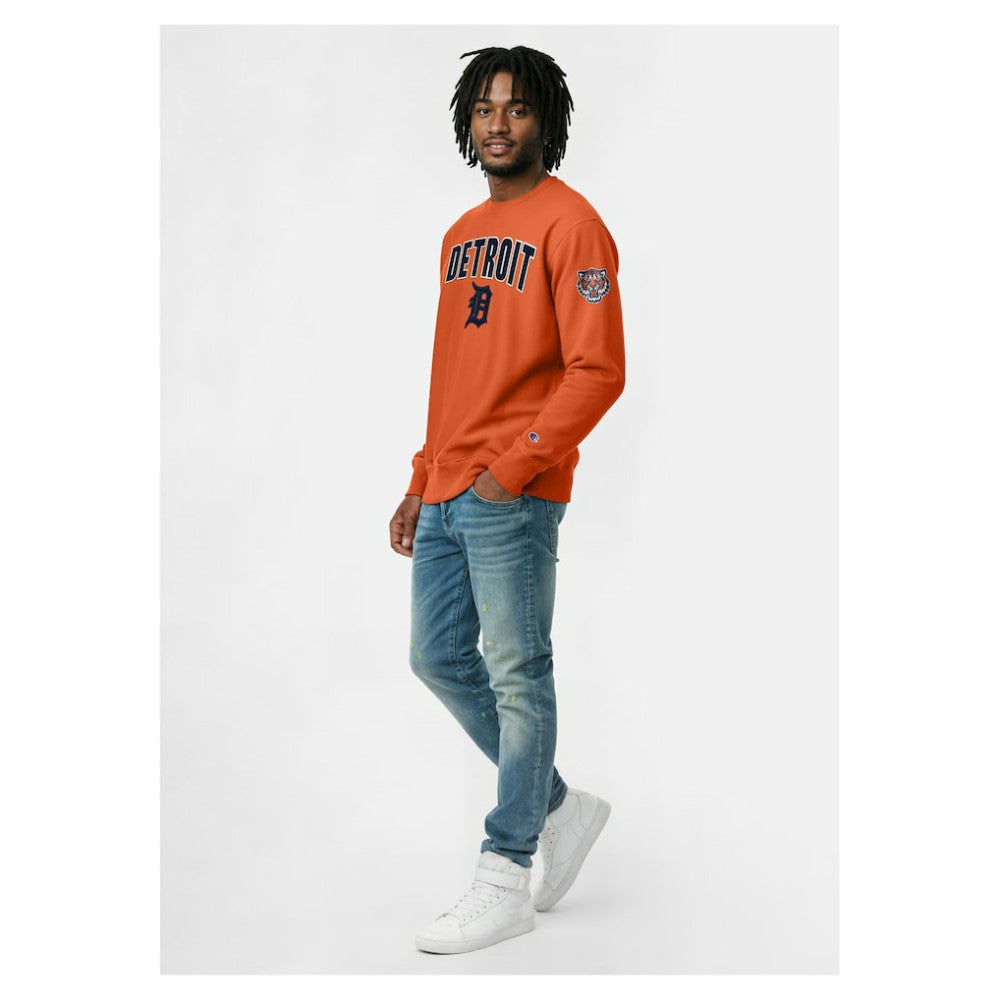 Detroit Tigers Champion Reverse Weave Chenille Sweatshirt - Orange - MLB Lifestyle