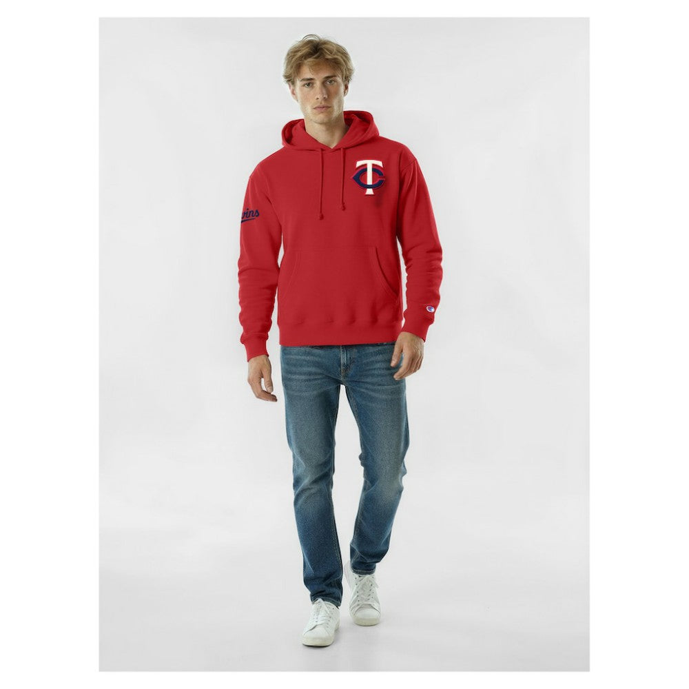 Minnesota Twins Champion Reverse Weave Chenille Hoodie - Red - MLB Lifestyle