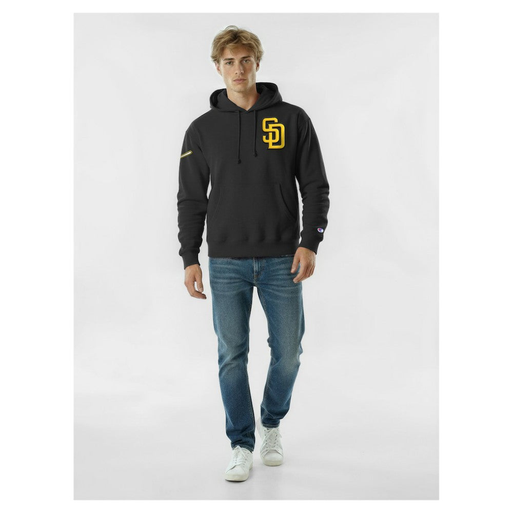 San Diego Padres Champion Reverse Weave Chenille Hoodie - Black - MLB Discount