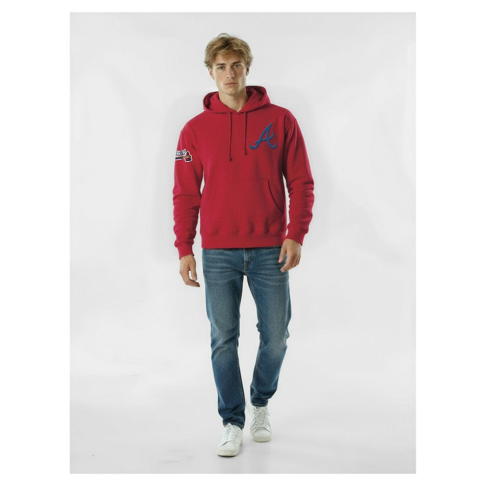Atlanta Braves Champion Reverse Weave Chenille Hoodie - Red - MLB Lifestyle