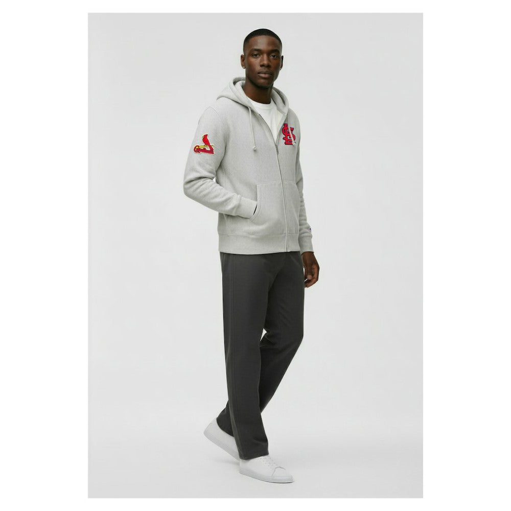 St. Louis Cardinals Champion Reverse Weave Chenille Full-Zip Hoodie - Gray - MLB Lifestyle