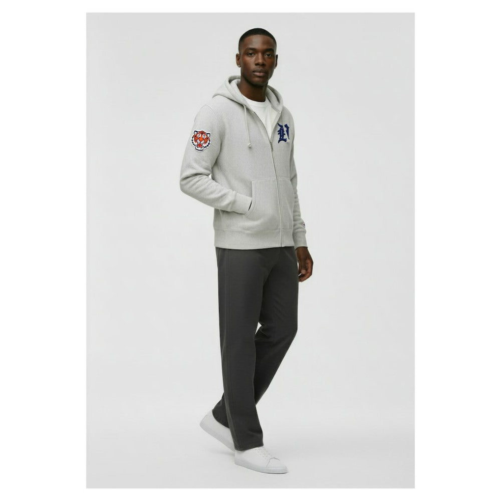 Detroit Tigers Champion Reverse Weave Chenille Full-Zip Hoodie - Gray - MLB Discount
