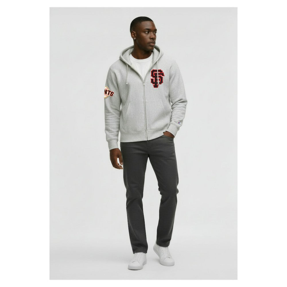 San Francisco Giants Champion Reverse Weave Chenille Full-Zip Hoodie - Gray - MLB Discount