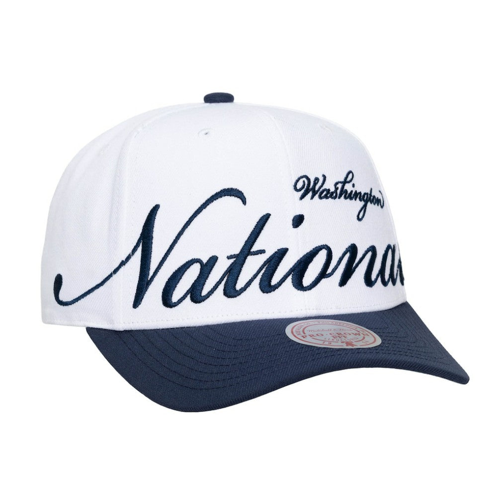 Washington Nationals Mitchell & Ness Unisex XL Script Pro Crown Adjustable Hat - White/Navy - Mitchell & Ness Lifestyle
