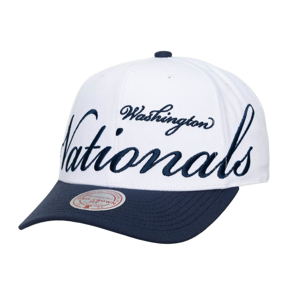 Washington Nationals Mitchell & Ness Unisex XL Script Pro Crown Adjustable Hat - White/Navy - Mitchell & Ness Lifestyle
