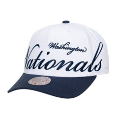 Washington Nationals Mitchell & Ness Unisex XL Script Pro Crown Adjustable Hat - White/Navy - Mitchell & Ness Lifestyle