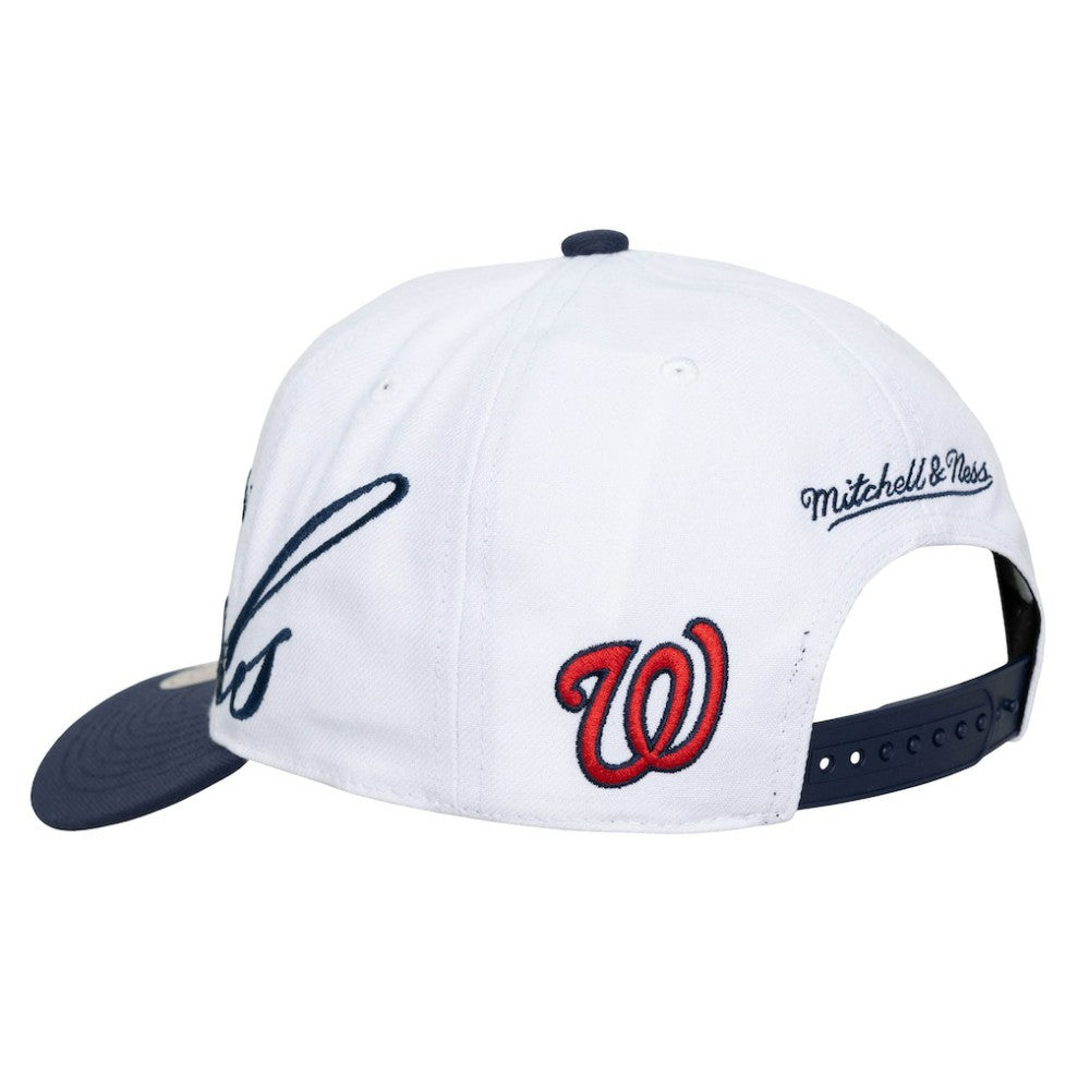 Washington Nationals Mitchell & Ness Unisex XL Script Pro Crown Adjustable Hat - White/Navy - Mitchell & Ness Lifestyle