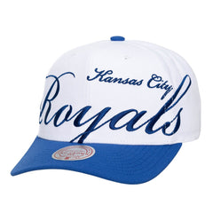 Kansas City Royals Mitchell & Ness Unisex XL Script Pro Crown Snapback Hat - White/Royal - Mitchell & Ness Sale